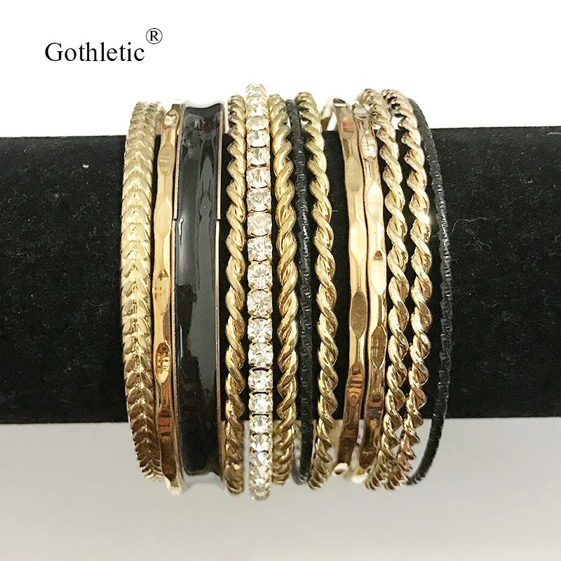 Gothletic 13 шт./упак. текстура металлические браслеты и браслеты многослойный браслет в индийском стиле набор женские модные ювелирные изделия