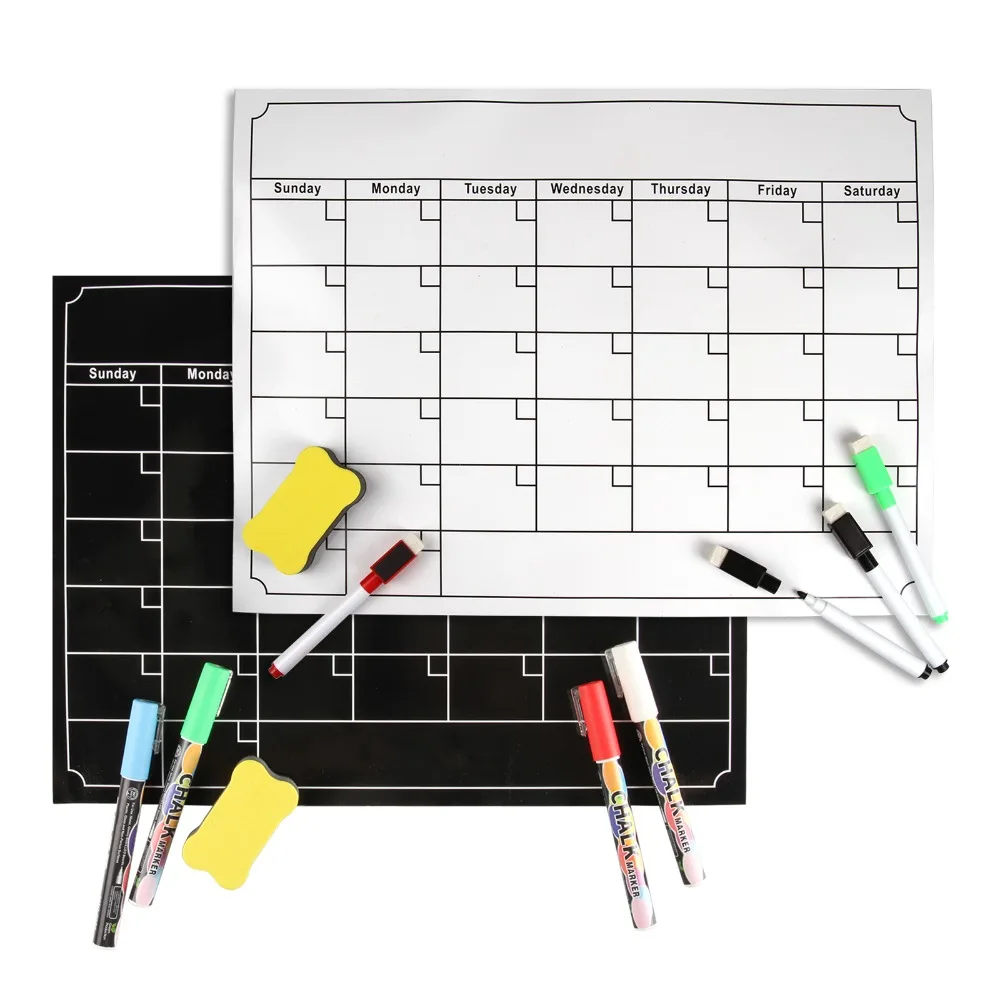 

Dry Erase Calendar ReFridge Magnetic Calendar White Board Planner for Refrigerator Monthly Weekly Set for Kitchen