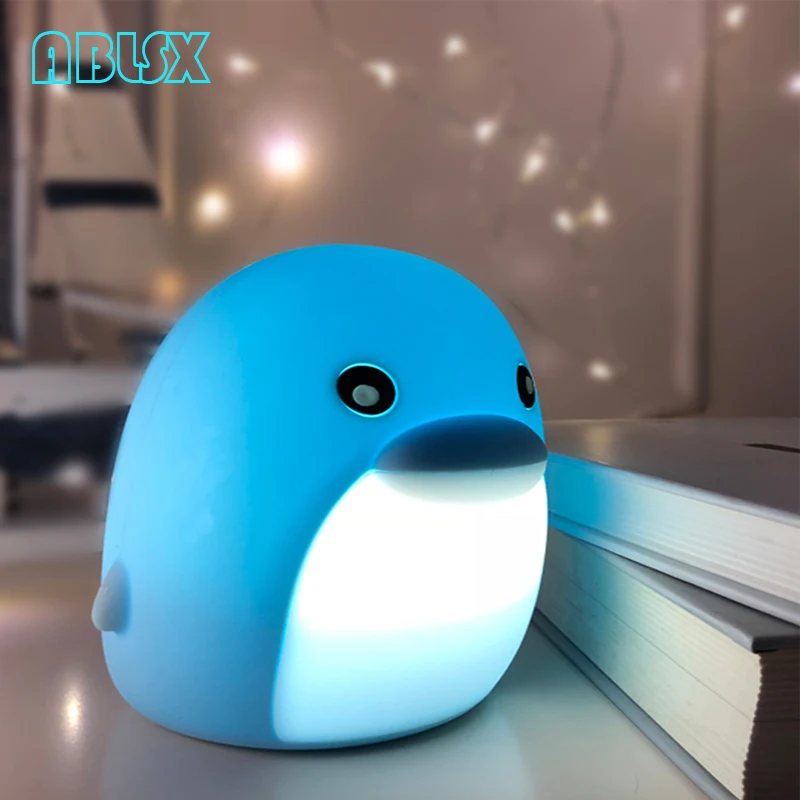 Милый пингвин ночник для детей 7 цветов меняющийся Usb рядом с лампой управление