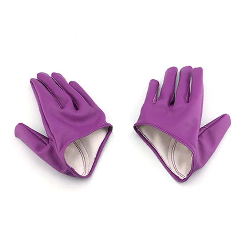 

High Quality Woman Half Palm Gloves Mittens Tight Gloves Imitation artificial leather Five Finger Solid Color Mittens A1