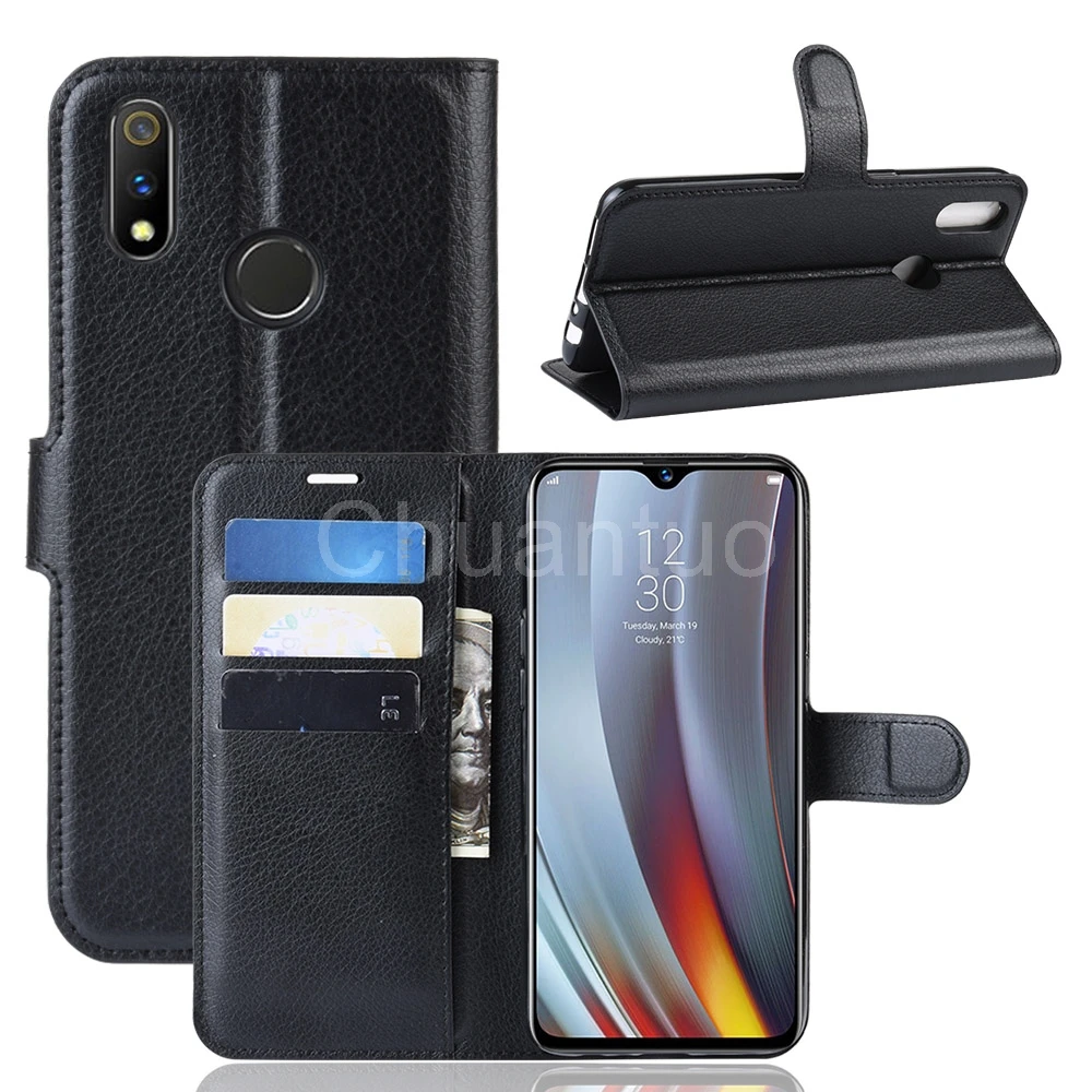 

Fashion Wallet PU Leather Case Cover For OPPO Realme 3 Pro/Realme X Lite Flip Protective Phone Back Shell With Card Holders
