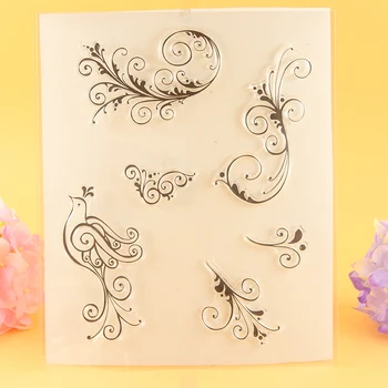 

YLCS072 bird lace angle Silicone clear stamps for Scrapbooking DIY album cards decoration Embossing folder rubber stamp 15*18cm
