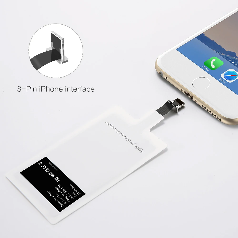 RAXFLY Беспроводное зарядное устройство приемник для iPhone 7 6 6s Plus QI Беспроводное зарядное устройство адаптер для Micro usb type-c Android телефон зарядное устройство s