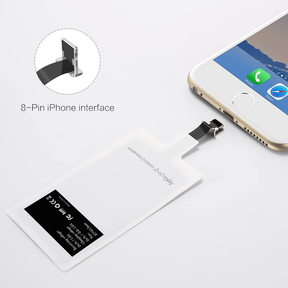 RAXFLY Беспроводное зарядное устройство приемник для iPhone 7 6 6s Plus QI адаптер Micro USB Type c