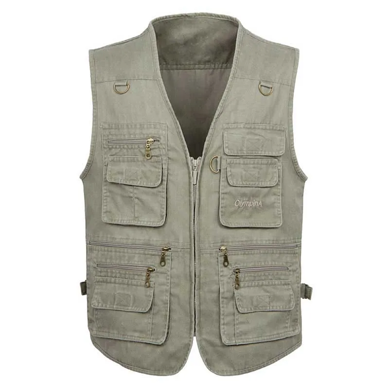 Travel Vest for Men Large Size Waistcoat Sleeveless Multi Big Pocket Military Army Style Tactical Man Clothes | Мужская одежда
