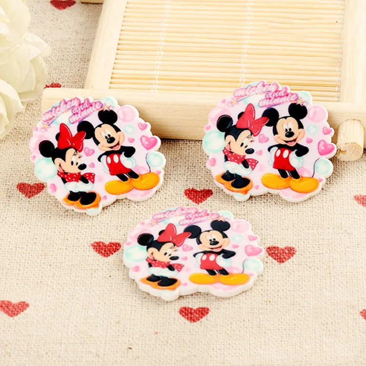 

kawaii Cartoon Mickey figurines planar crafts flat back resins bow DIY fairy home garden decoration hair Accessories LJSC