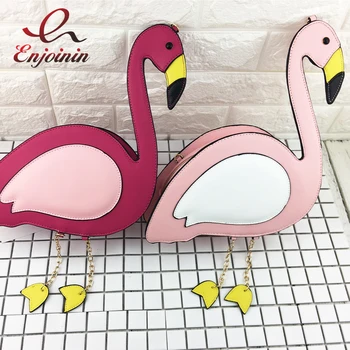 

Unique flamingo style fashion style cute ladies chain purse shoulder bag women's crossbody mini messenger bag flap 3 colors