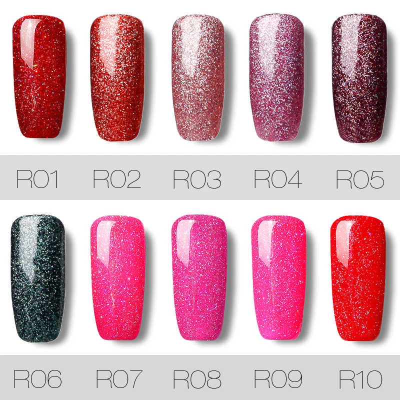Черный флакон ROSALIND Gel 1S 7 мл Радужный Блестящий Гель лак для ногтей УФ