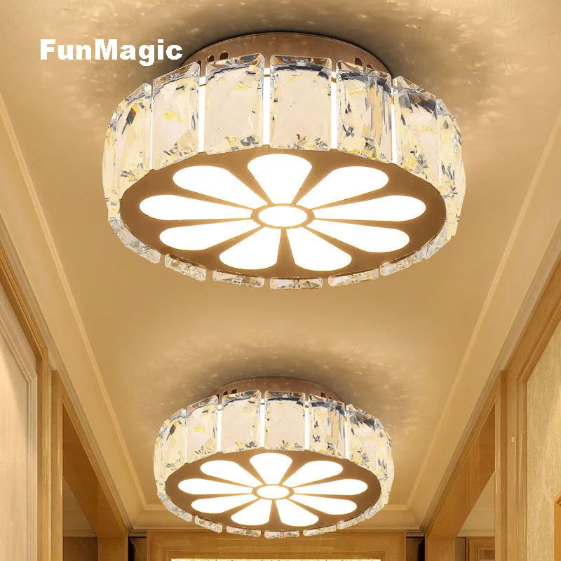 

Modern Round Led Crystal Petal Ceiling Light Bright Aisle Ceiling Lighting Corridor Hall Entrance Balcony Fixture Ceiling Lamp