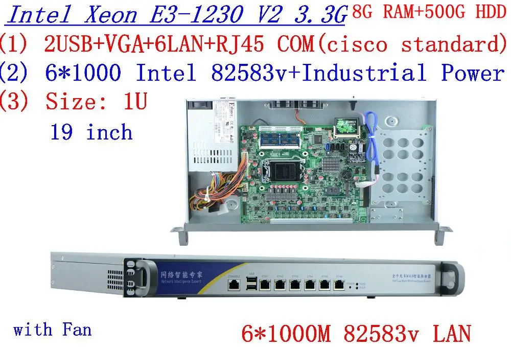 Routeros winbox 1U сервера с шестью intel PCI-E 1000 м 82583 в Gigabit LAN Inte четырехъядерный Xeon E3-1230 V2 3,3 ГГц 8G Оперативная Память 500G HDD