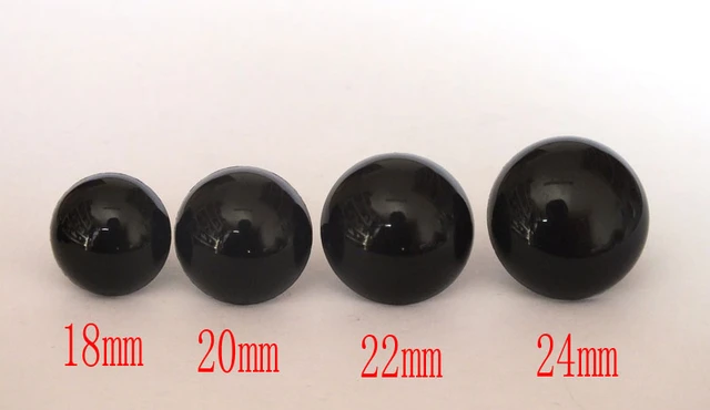 24mm Solid Black Round Safety Eyes with Washers: 1 Pair - Amigurumi /  Animal / Doll / Toy / Craft Eye / Crochet / Knit / Craft Supplies