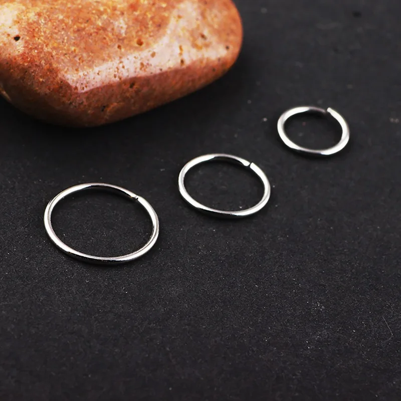 3 шт медицинская титановая сталь простые кольца в нос пирсинг для пупка поддельные перегородки кольцо Daith спиральные пирсинг орбитальные Украшения для тела - Окраска металла: silver 3pcs