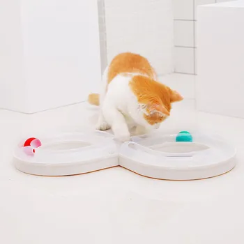 

pp Infinite Track Design Turntable with Ball Funny Puzzle Cat Toy Non-slip Detachable Toys Funny Ball Sports Agile Cat Training