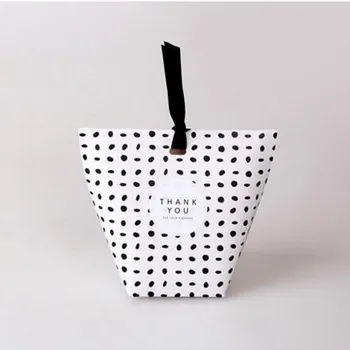 

free shipping colorful trapezoid paper party cake favor box with ribbon , HBMY2