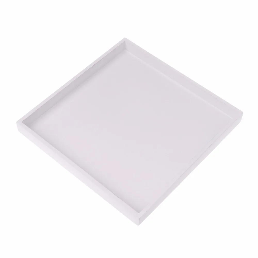 White Wood Tray Food Serving Makeup Storage Fruit Plate Photo Props Modern Household Home Storage Trays 20x20cm