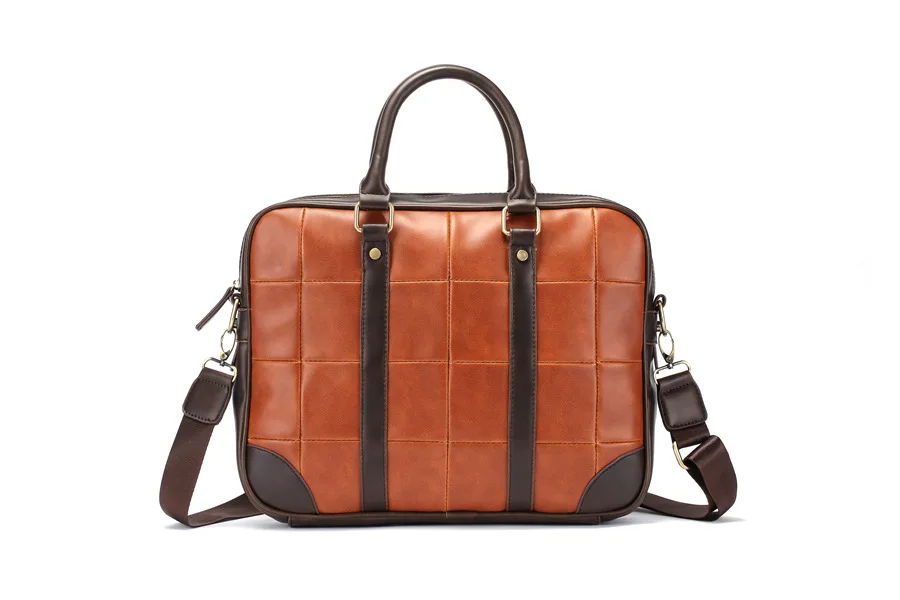 Модный мужской портфель сумка высокого качества, деловой известный бренд, кожаные сумки через плечо, Офисные Сумки, 14 дюймов, ноутбук