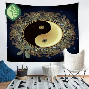 

HELENGILI Home Furnishing Yin Yang Tapestry Wall Hanging Sandy Beach Picnic Throw Rug Blanket Camping Tent Sleeping Pad