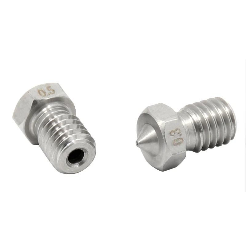 E3D الفولاذ المقاوم للصدأ فوهة V5 V6 فوهة 0.2mm 0.3mm 0.5mm 0.4mm 0.6mm 0.8 الخيوط M6 3D طابعة أجزاء 1.75mm 3.0mm خيوط E3D الفولاذ المقاوم للصدأ فوهة V5 V6 فوهة 0.2mm 0.3mm 0.5mm 0.4mm 0.6mm 0.8 الخيوط M6 3D طابعة أجزاء 1.75mm 3.0mm خيوط