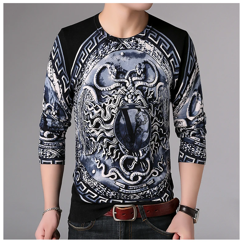 Autumn Men'S Sweater Knitted Sweaters Vintage Man Streetwear Sweater Men Retro Big Size Man Snake Print Knitted Pullover Spring (8)