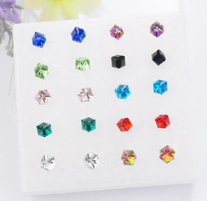 

1 pair anti allergy 4mm acrylic square stud earrings for women tiny cute earring wj465