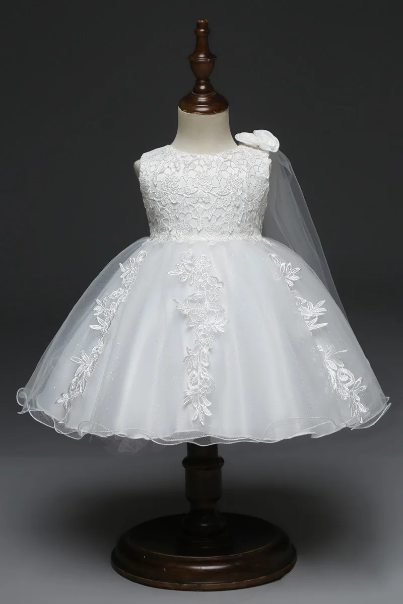 Baby Dresses White Flower Lace 1st Year Birthday Infant Outfits
