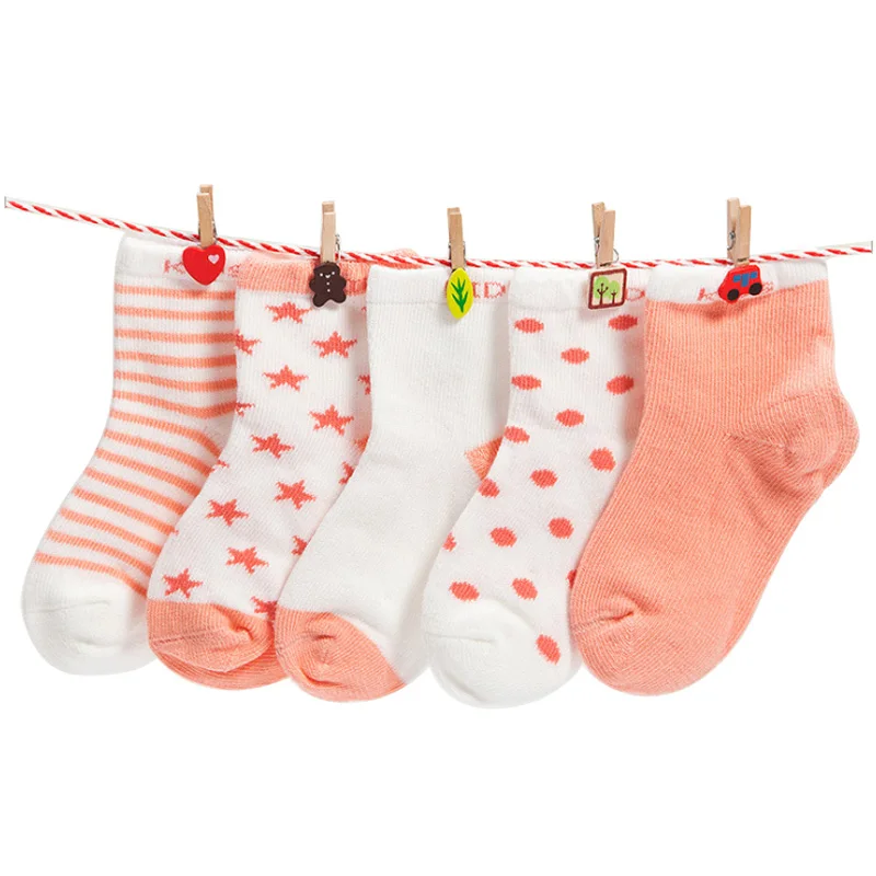 Детские носки для мальчиков и девочек; Детские хлопковые носки-тапочки; комплект одежды для новорожденных; Разноцветные аксессуары; ; 5 пар/партия