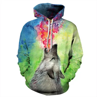 

Fashion Galaxy Hoodies Men/Women Thin 3d Sweatshirts Print Wolf Tracksuits Tops Hooded Hip Hop Hoody harajuku