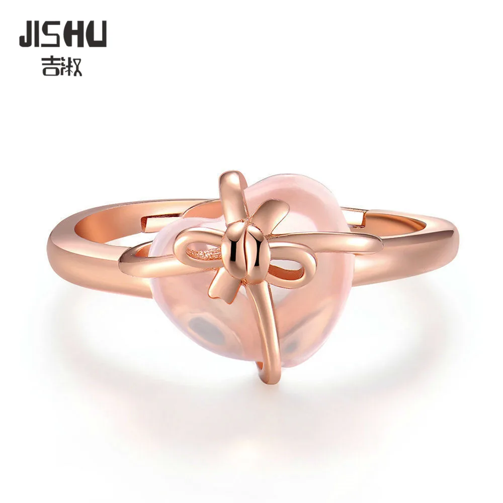 

2018 Rose Quartz Love Heart Natural Gemstone Citrine Rings 925 Sterling Silver 18K Gold Plated Jewelry For Women Anniversary