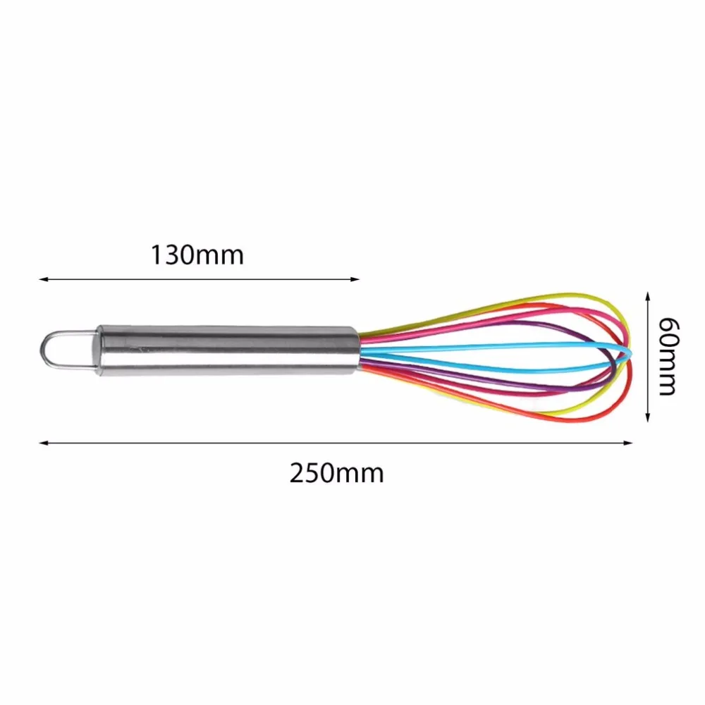 Красочный силиконовый венчик, Молочный Крем, кухонная утварь для смешивания, ручка из нержавеющей стали, кухонный миксер, ручной инструмент