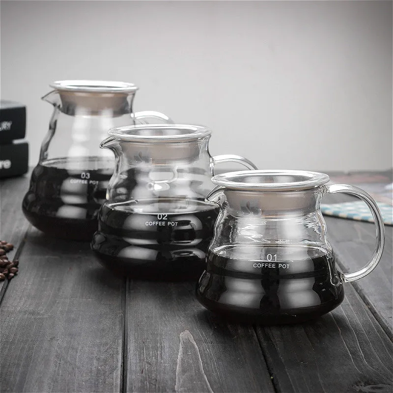 

Carafe Drip Coffee Pot 360ml 600ml 800ml V60 Pour Over Glass Range Coffee Server Coffee Kettle Brewer Barista Percolator Clear