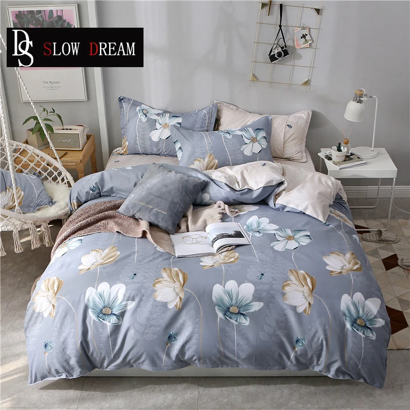 

SLOWDREAM Bed Flat Sheet Duvet Cover Set Double Queen King Bedspread Bed Linen Nordic Decor Home Bedding Set Single Twin Bed Set
