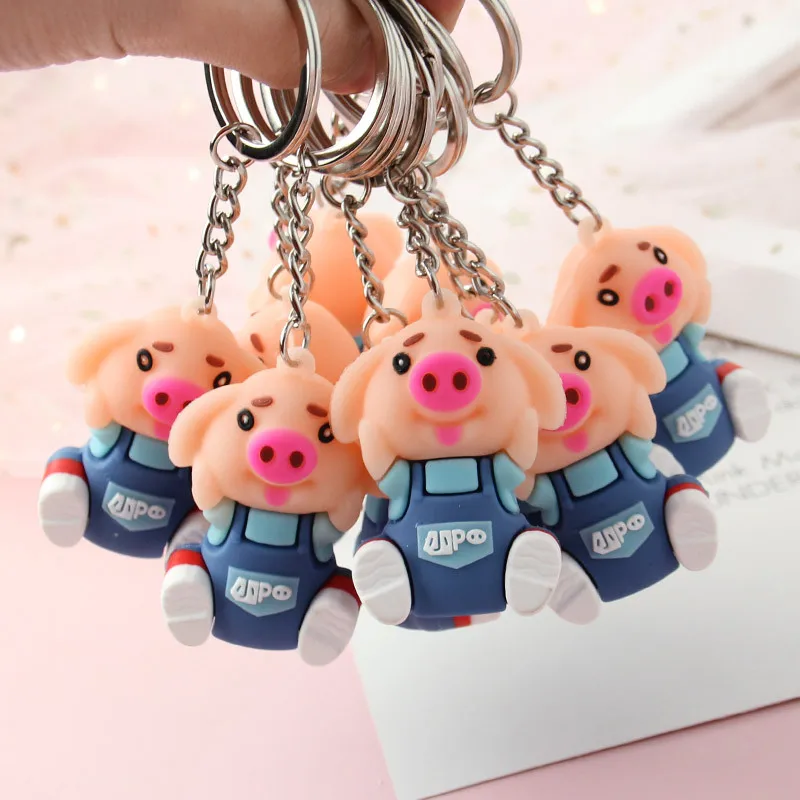 

2019 Cute Cartoon Blue Piggy Doll Key Chain Simple Creative Pendant For Female Handbag Key Chain Jewelry Accessories Car Keys