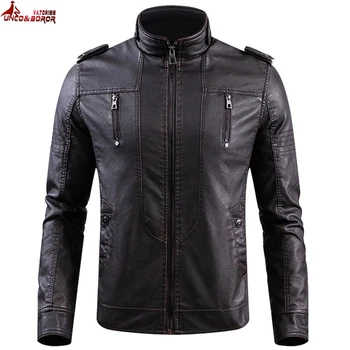 

Men Motorcycle Leather Jackets outwear Man Pu Streetwear Coat Men`s Bomber Suits Windbreaker jaqueta de couro size M~4XL