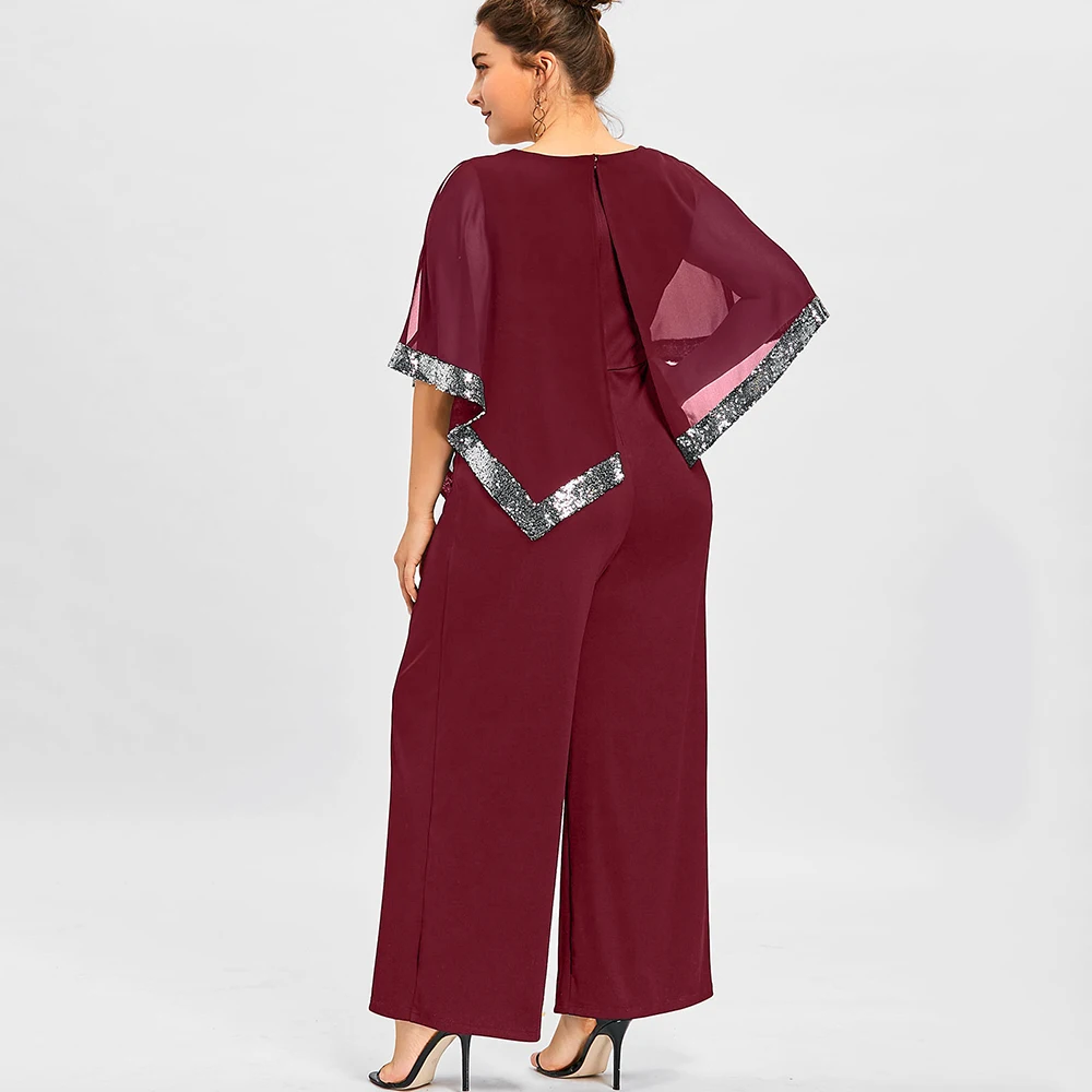 Wipalo Plus Size 5XL Sequined Overlay 