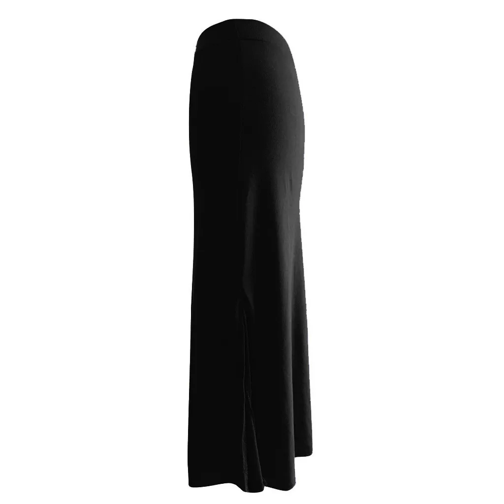 Юбка женская зимняя мода Сексуальная Повседневная Плюс Размер высокая эластичная талия для похудения стройная девушка длинная Однотонная юбка осень Femme Hiver