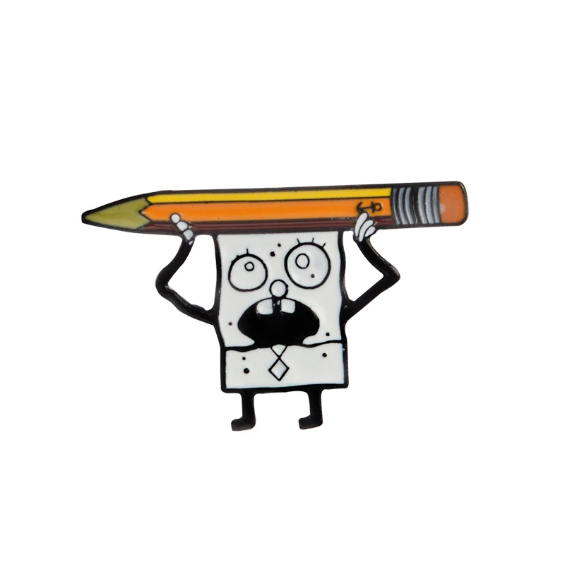 

Cute gray Sponge baby pins Cartoon Character Pencil Enamel badges Pins Brooches Bag denim Hat Accessories Baby gift for kids