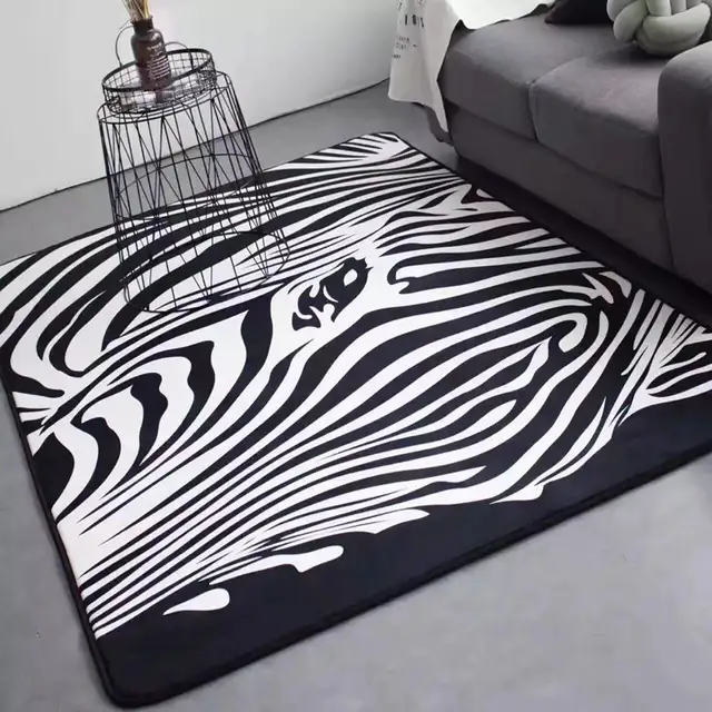 Online Shop Carpet Mats Zebra Carpet Black And White Bedroom Rug