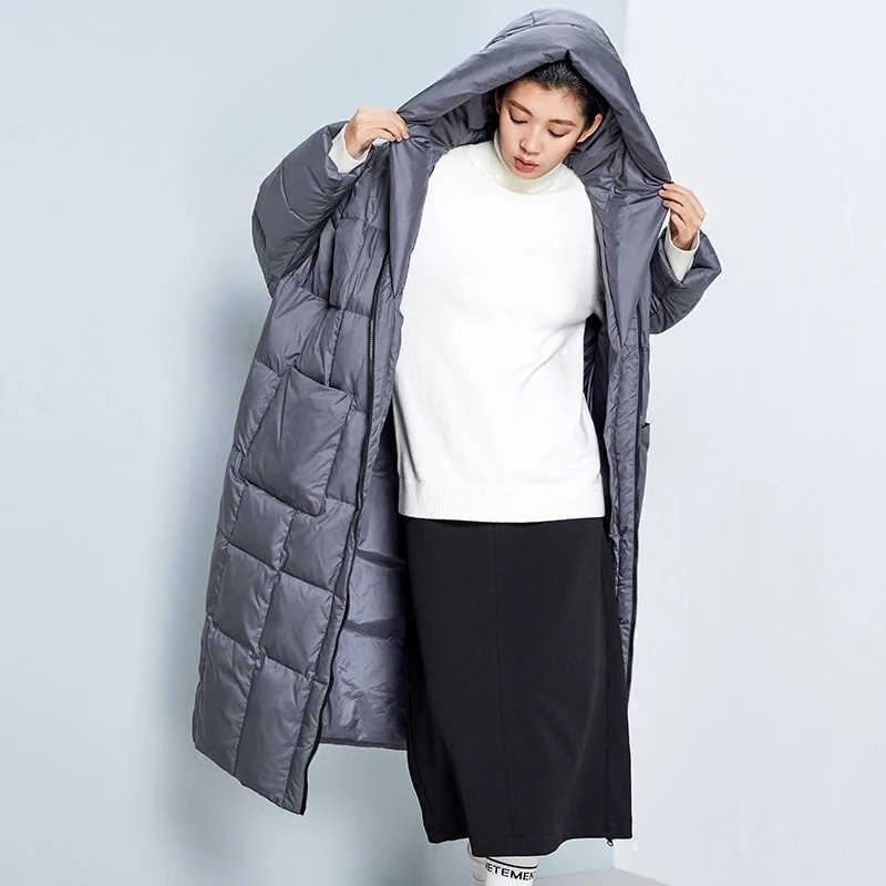 Quality Winter Down Coats Women 2018 New Fashion Oversize Duck Down Jackets Hooded Long Loose Goose Feather Parka Female Okb339
