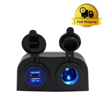 

DC12V/24V Twin Dual USB Charger Car Cigarette Lighter Socket Splitter Cigarette Lighter Power Adapter