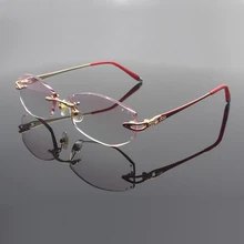 Модные очки 8070, алмазная обрезка, без оправы, очки по рецепту, оптические очки, оправа для женщин, очки