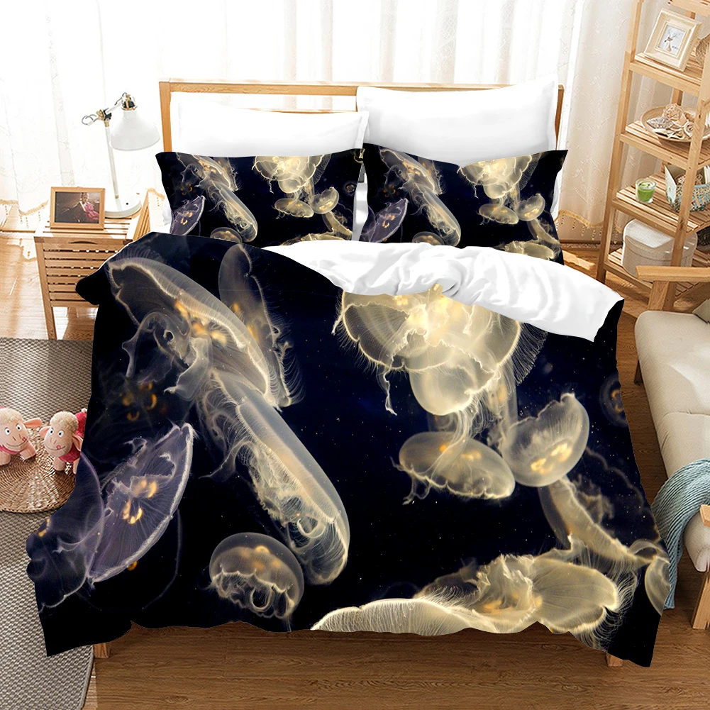 3D Jellyfish Super clear printing bedding set Duvet Covers Pillowcases comforter bedding sets bedclothes bed linen bedclothes