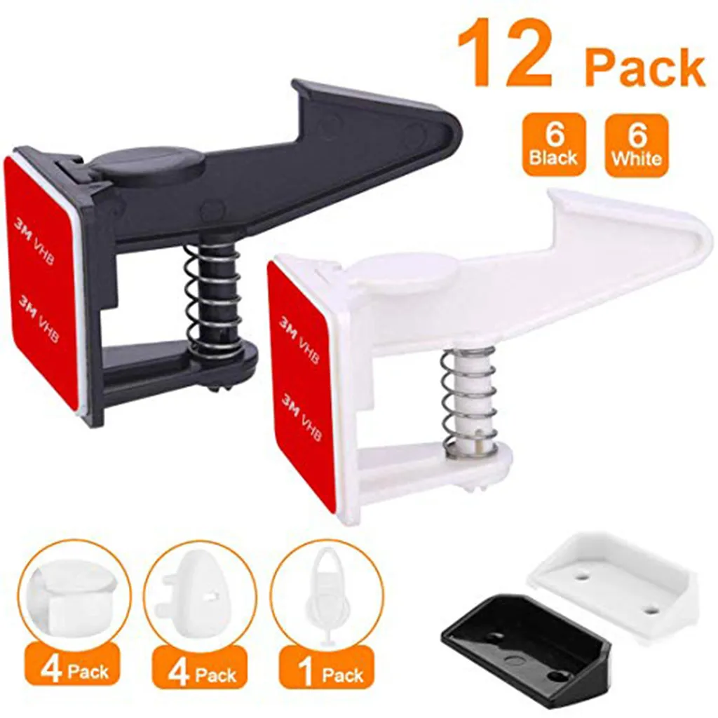 

12pcs Cabinet Lock Child Safety Baby Protection From Children Safe Locks Baby Security Drawer Latches for Refrigerators 529