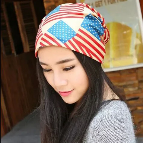 

1 Pcs 2015 New Hot Stripe Women Beanies Spring Summer Two Use Skullies Knitted Cap Empty hat 4 Colors Wholesale And Retail