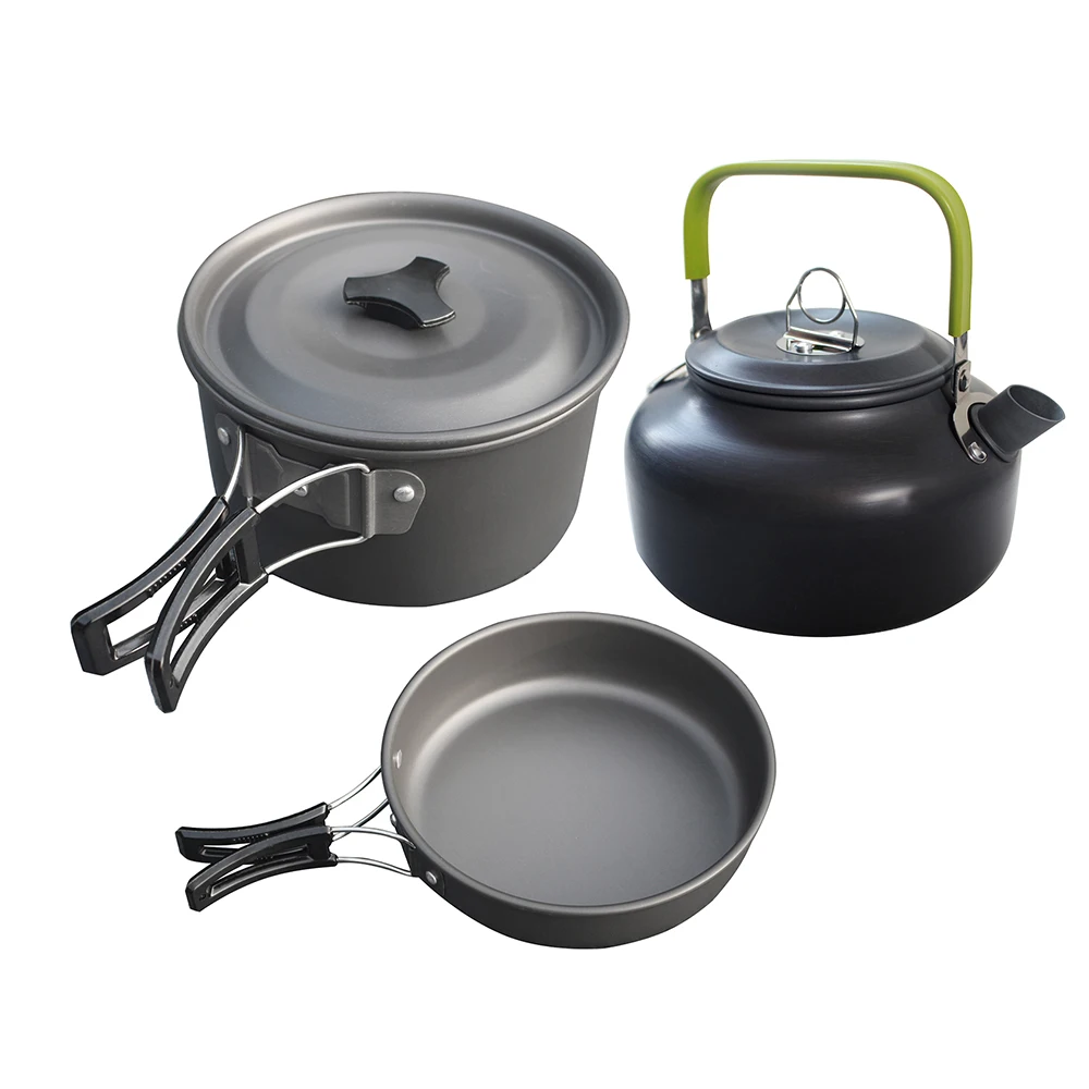 

3Pcs Pot Pan Kettle Set Cooking Picnic Camping Cooking Tool Set Outdoor Camping Hiking Backpacking Picnic Cookware Kit