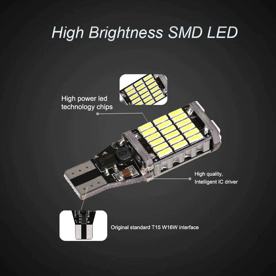 ANMINGPU 2x супер яркие 10 Вт сигнальные лампы W16W светодиодные 4014SMD T15 Canbus для