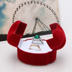 Бархат Обручение свадебные кольца пара ювелирные изделия серьги Дисплей хранения Box Дело 6,5x4,5 см