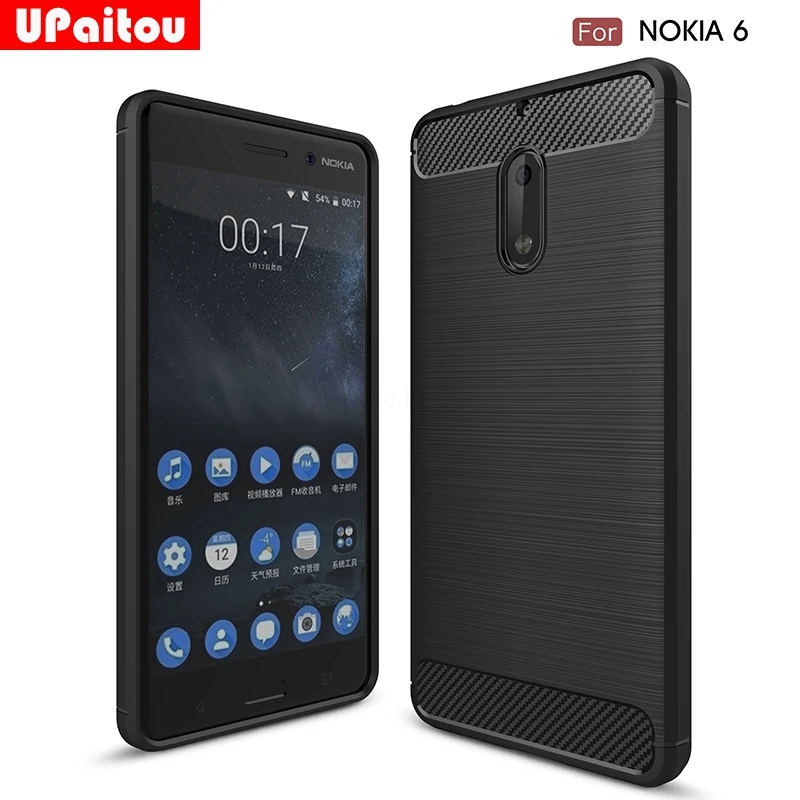 cheap UPaitou For Nokia 6 Case Slim Thin Carbon Fiber Case Scratch Resistant Shock Absorption Soft TPU Protective Cover for Nokia6