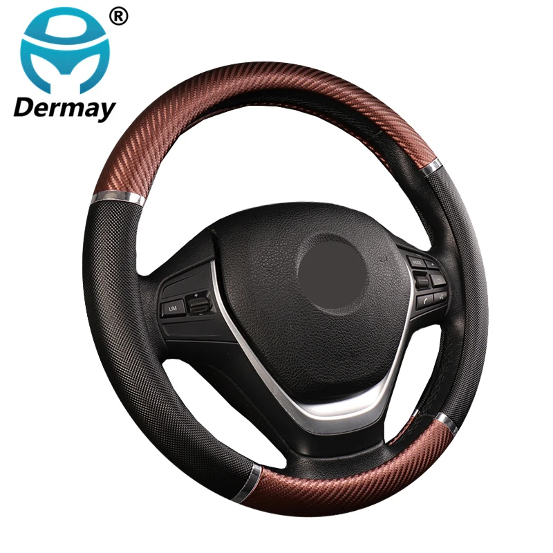 DERMAY Universal Car Steering Wheel Cover Artificial Leather 5 Colors Comfortable Non-slip Automobile Steering-Wheel Car Styling DERMAY Universal Car Steering Wheel Cover Artificial Leather 5 Colors Comfortable Non-slip Automobile Steering-Wheel Car Styling