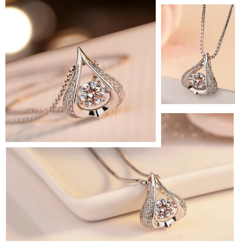 

NEW New 100% 925 Sterling Silver Necklaces & Pendants Silver Jewelry New Zircon Fashion Smart Dance Pendant For Women