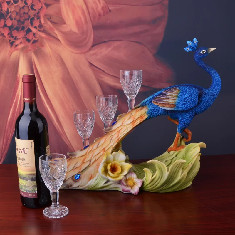 Silicone Peacock Statue Red Wine Bottle Rack Creative gifts Decorative